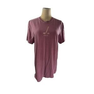 "ROTH‎ SHIRT CO." Stick It T-Shirt SZ  M Womens Rose Pink Hockey Puck Ice Rink